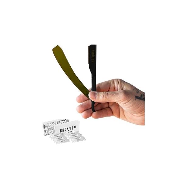 Professional Straight Razor - Ultra Exposed Kit with 10 Gravity Premium Blades, 2mm ("The OG")