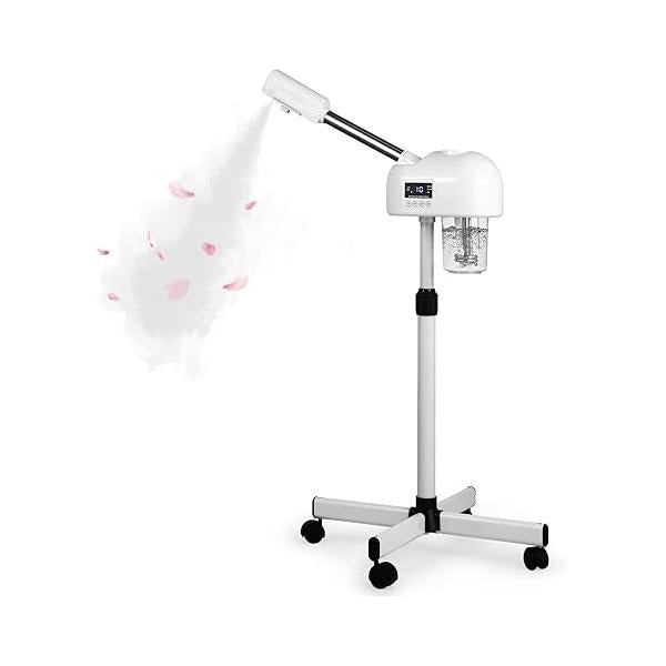 Professional Facial Steamer for Estheticians, Hot Mist & Timer Function, Vaporizador On Wheels Home Use Spa Salon Skin Cleasning