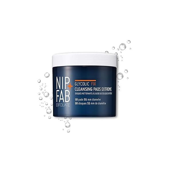 Nip + Fab Glycolic Acid Night Face Pads with Salicylic and Hyaluronic Acid, Exfoliating Resurfacing AHA Facial Pad for Exfoliation Even Skin Tone Blemish Control Pigmentation, 60 Pads, 2.7 Ounce