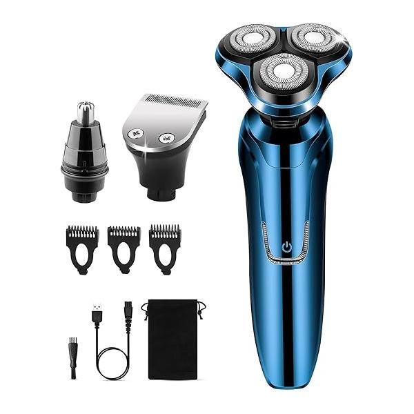 Electric Razor for Men, Men's Rotary Shavers, Waterproof, Wet and Dry Rechargeable Shaver Faces with a Cordless Floating Head,Portable Travel Razor,an Ideal Gift Men