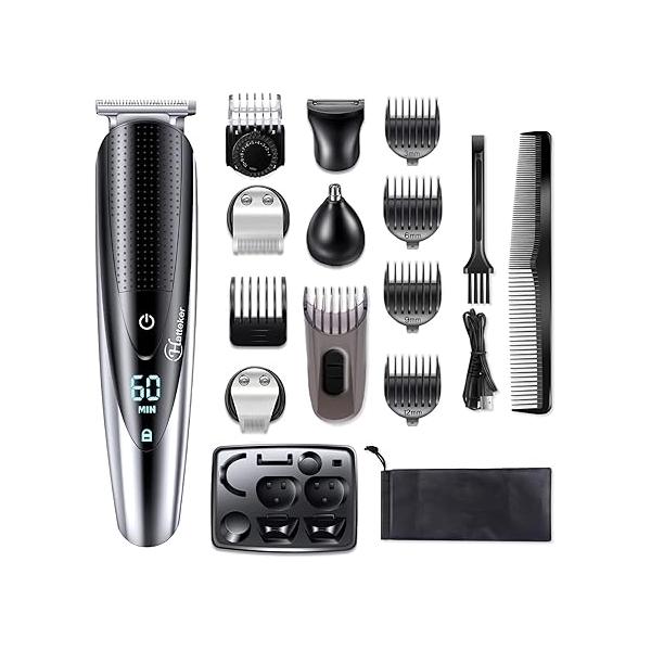 Hatteker Mens Beard Trimmer Grooming kit Hair Mustache Body Groomer for Nose Ear Facial Cordless Waterproof 5 in 1