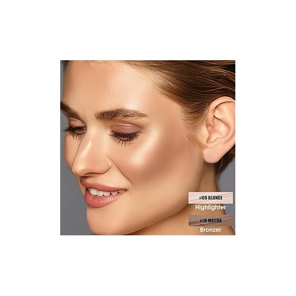 FOCALLURE 2 Pcs Mineral Cream Contour Stick,Moisturize Highlighter and Bronzer Pen,Non Stick Face Brightens & Shades Pencil,Long Lasting Smooth Gliding Illuminator Makeup,Light-medium
