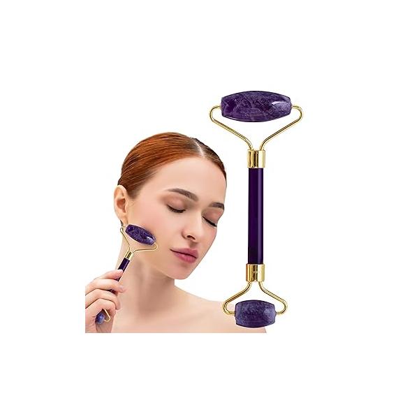 Mini Rose Quartz Roller - Face Gua Sha Facial Tools, Rollers for Face, Skin Care Kit Men Women, Guasha Tools Faces, Reduces Under-Eye Puffiness and Dark Circles
