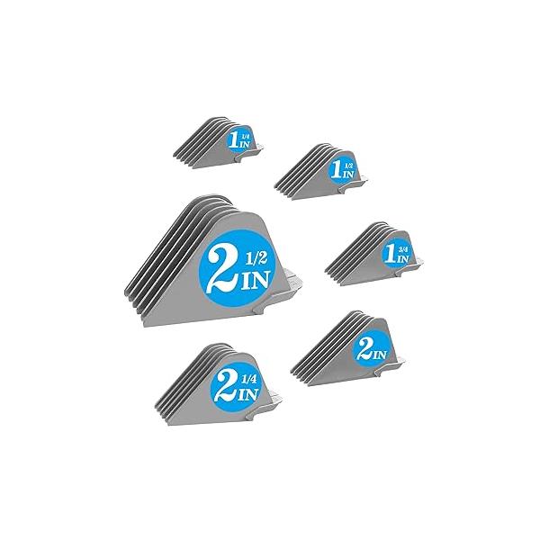 Clipper Guards for Wahl 10 12 14 16 18 20 Hair 6pcs Extra Long Guard Attachments 2.5 Inch Guides Multiple Sizes Universal 2.5", 2.25", 2", 1.75", 1.5", 1.25" (Dark Gray)