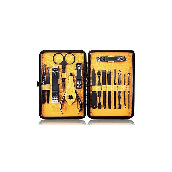 Nail Clippers Sets High Precisio Stainless Steel Cutter Pedicure Kit File Sharp Scissors and Clipper Manicure Fingernails & Toenails with Portable Stylish case (Black)