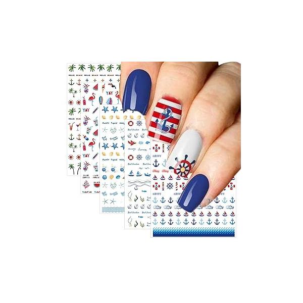 TailaiMei Summer Nail Decals Stickers, Self-Adhesive DIY Design Art Decorations (12 Sheets)