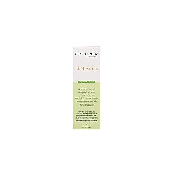 Clean + Easy Cloth Wax Strips - Non-Woven for Hair Removal, Salon and At-Home Use Face, Legs & Body, 3”x9”, 100 Count