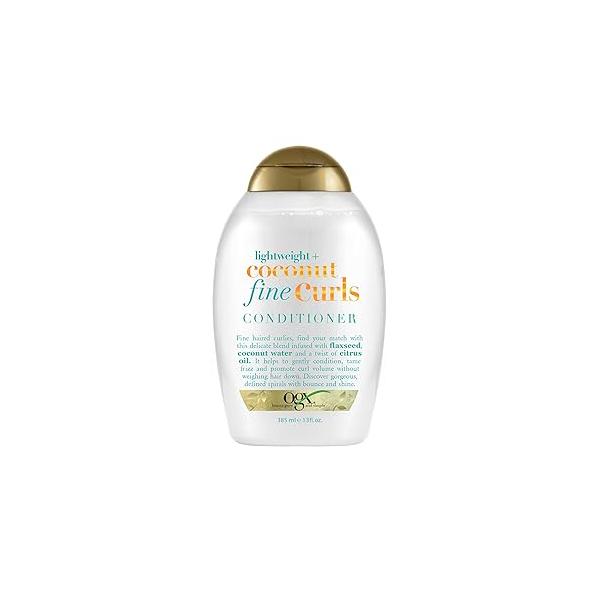 OGX Lightweight + Coconut Fine Curls Conditioner, Lightweight, Water 13 Fl Oz
