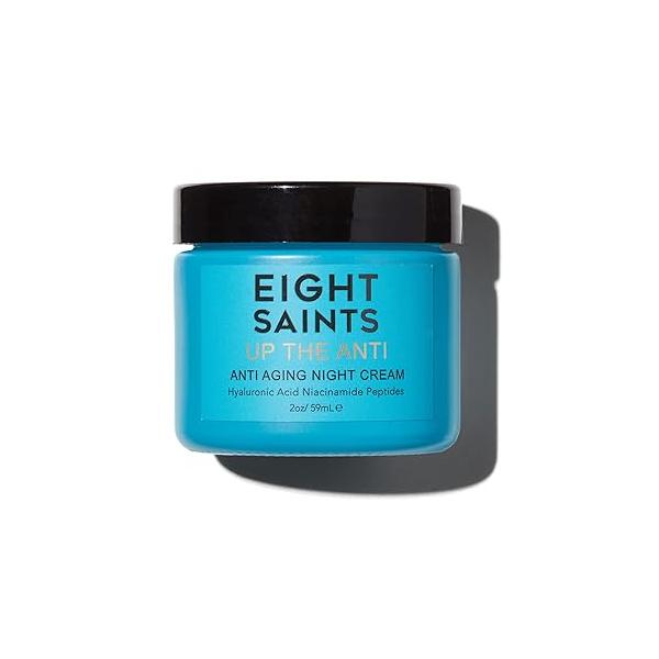Eight Saints Skin Care Up the Anti Night Cream Face Moisturizer to Reduce Fine Lines and Wrinkles, Natural Organic Aging For & Neck with Niacinamide Hyaluronic Acid, 2 Ounces