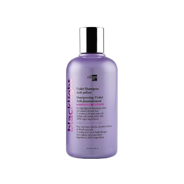 Oligo Professionnel - Blacklight Violet Shampoo Sulfate-Free Purple for blondes Vegan Eliminate Yellow Tones Refresh Faded Highlights Argan oil Hydrating Formula 8.5oz