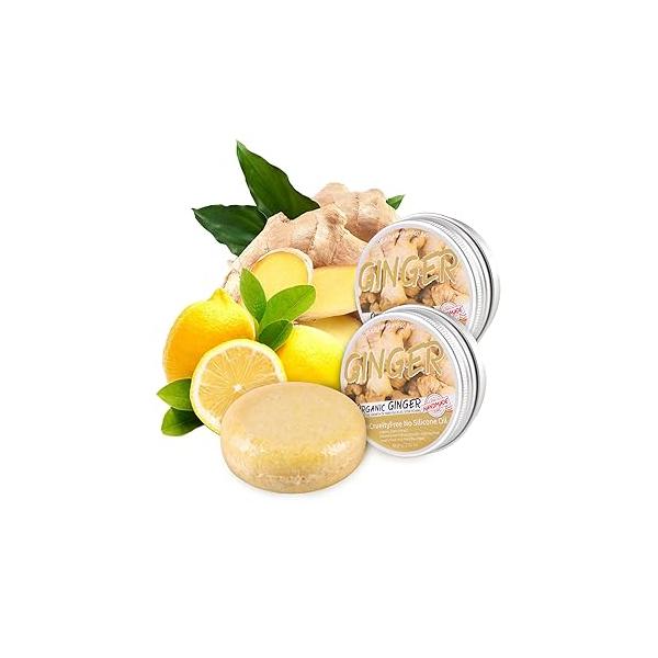 2 Pcs Ginger Hair Growth Shampoo Bars - Natural Organic Formula for Promoting Regrowth