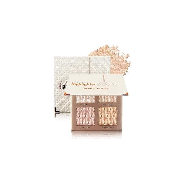 4-color highlighter makeup palette shimmer bronze contour shadow illumination highlight eyeshadow cosmetic set