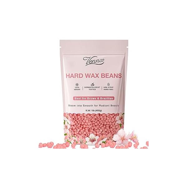 Hard Wax Beads, 1lb Beans For Coarse Hair Removal Sensitive Skin With Pure Aloe Vera, Face Eyebrow Leg Bikini Brazilian Waxing, Perfect Full Body & All Types At Home