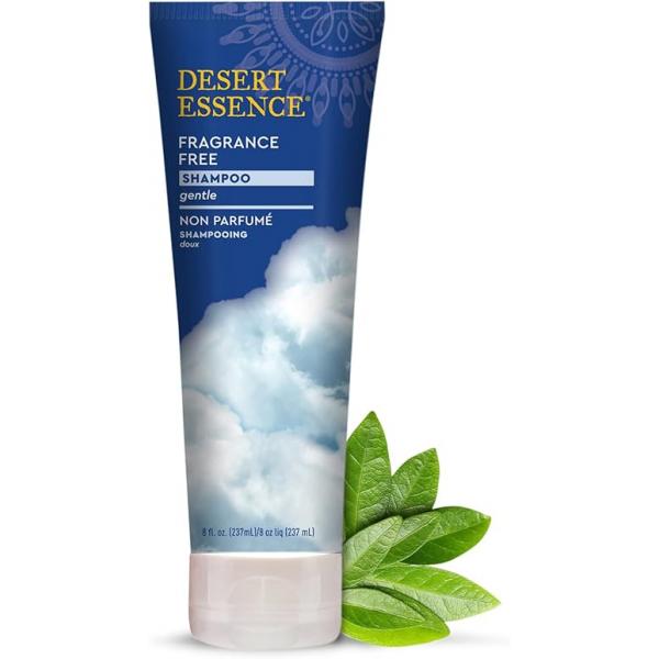 Desert Essence Fragrance Free Shampoo - 8 fl oz Unscented Gentle Cleanser with Jojoba Oil, Green Tea & Comfrey Softens Strengthens Hair, Adds Shine For Sensitive Scalps