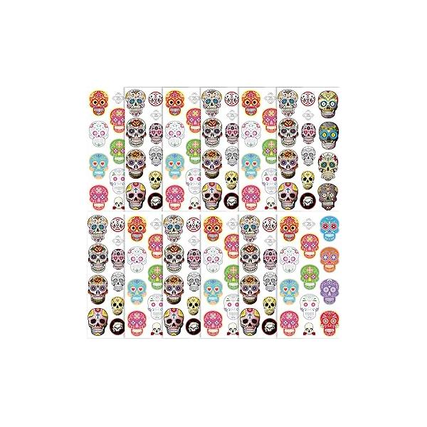 Day of the Dead Sugar Skull Tattoos(156PCS),Halloween Temporary Face Tattoos Skeleton Tattoo for kids Boys Girls Halloween Party Favor Supplies