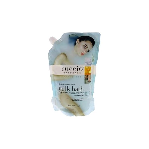 Cuccio Naturale Milk Bath Main-Pedi - Soothing, Effervescent Soak Leaves Skin Smooth, Nourished and Hydrated for Manicures, Pedicures Full Body Treatments Infused with Honey 32 Oz