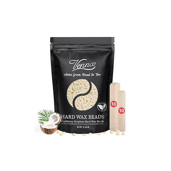 Hard Wax Beads, 1lb Beans For Coarse Hair Removal Sensitive Skin With Pure Aloe Vera, Face Eyebrow Leg Bikini Brazilian Waxing, Perfect Full Body & All Types At Home