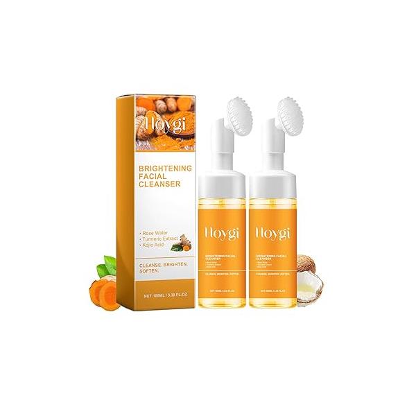 Turmeric Face Wash with Brush, Foaming Facial Cleanser for All Skin, 3.38 Fl Oz/pcs