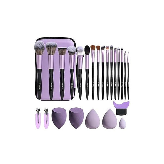 BS-MALL Makeup Brushes 21 pcs Tools Kit Premium Synthetic Powder Foundation Contour Concealers Lip with Sponge & Eyeshadow Applicator