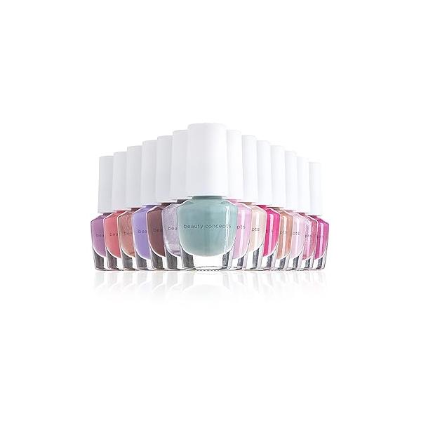 Beauty Concepts Nail Polish Set, Collection, Kit for Fingernails and Toenails, 0.14 Fl Oz (Pack of 15), Blue Box/Pastels Assorted Colors