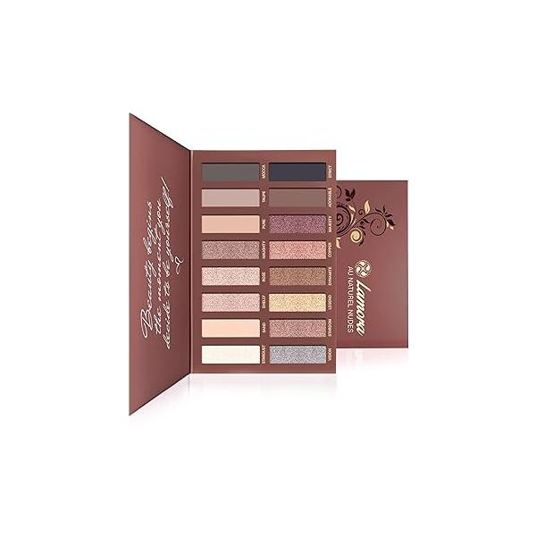 Lamora Eyeshadow Palette Makeup - Eye with 16 Highly Pigmented Matte & Shimmer Shades Vegan Blendable
