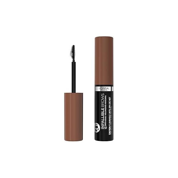 L'Oreal Paris Infallible Volumizing 24H Wear Brow Mascara, Long Lasting Eyebrow Makeup for 2X Fuller Eyebrows, 6.0 Light Brunette, 0.13 Fl Oz