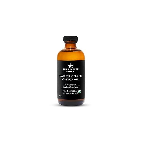 The Goodbye Company Jamaican Black Castor Oil, USDA Certified Organic - 250 mL, Cold Pressed, Unrefined for Eyebrow, Eyelash and Hair Growth (8.5 Ounces)