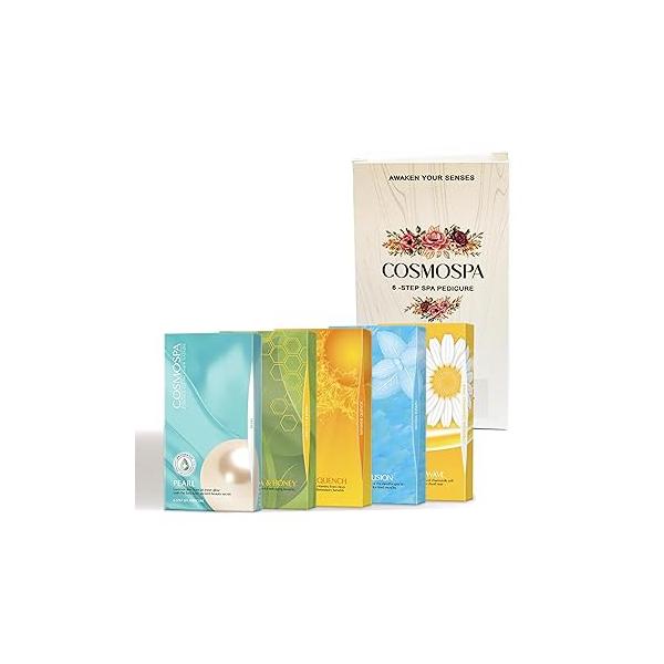 CosmoSpa Deluxe Six-Step Pedicure Set - 3 Pack, Premium Foot Care Kit for Ultimate Spa Experience at Home, Perfect Relaxation and Rejuvenation (Green Tea & Honey)