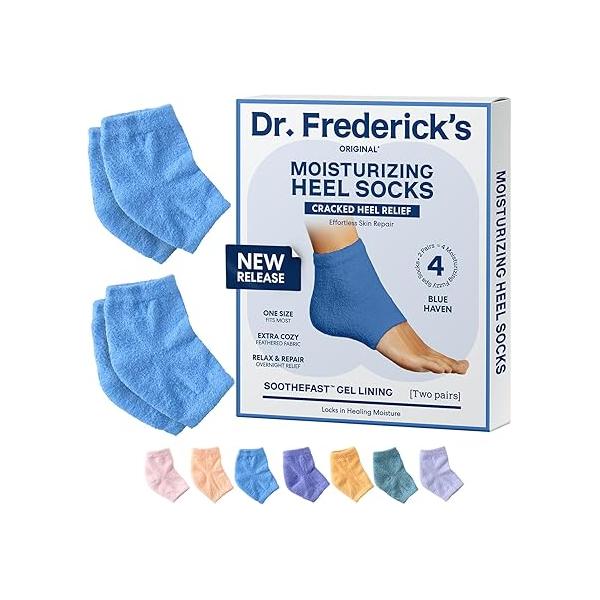 Dr. Frederick's Original Moisturizing Fuzzy Heel Socks - 2 Pairs Cozy Gel-Lined Sleep for Women & Men Soothes Dry, Cracked Feet Repair Lavender Luxury