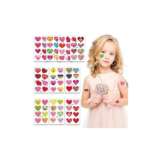 80 Pieces Heart Tattoo Assorted Tattoos Valentines Day Red Temporary Waterproof Temp Hearts Love Fake Valentine for Kids Decal Stickers Women