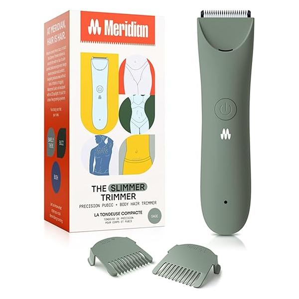 MERIDIAN Slimmer Trimmer - Electric Razor for Women, Bikini Line & Pubic Hair Trimmer, Rechargeable Waterproof, Painless, Flawless Shave Sensitive Skin, Gentle, Quiet Travel-Friendly, Sky