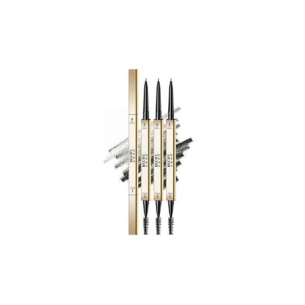 Eyebrow Pencil,3 PCS Waterproof Long-Lasting Microblading Black Brow Pencil,Natural Makeup Ultra Slim Defining Pencils