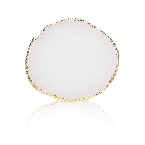 Ouligay Resin Art Palette Makeup Mixing Gold Edge Nail Tool Gel Design Tray DIY (White)