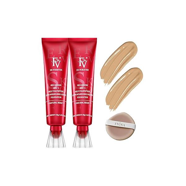 FV 2 Pack Waterproof Foundation, Lightweight & Medium Coverage Foundation with Matte Finish, Oil Control Long Lasting Liquid Makeup for Oily Normal Skin (Classic Ivory, 1.05 fl.oz)