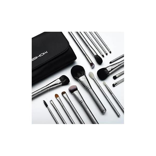 EIGSHOW Makeup Brushes 18pcs Professional Brush Travel Set with Eco Cylinder 2Cups Holder, Premium Synthetic Foundation Powder Concealer Blush Blending Eye Lip Kit - Cruelty Free