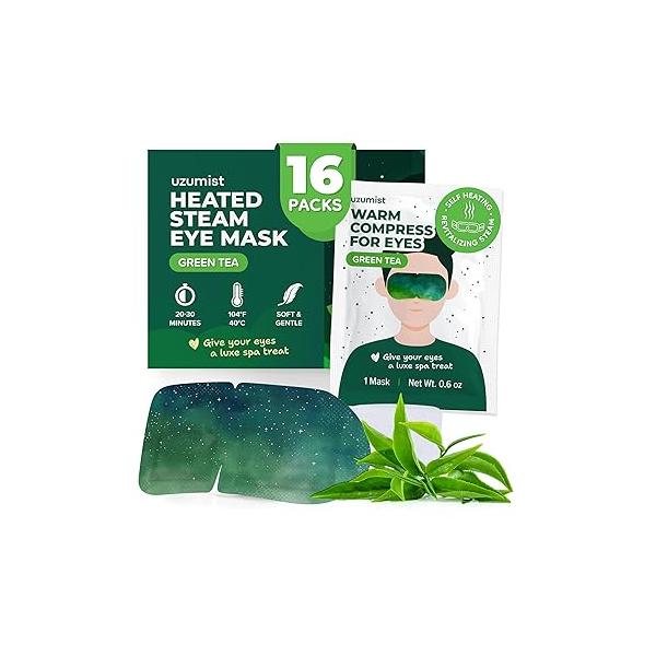 Heated Eye Mask For Dry Eyes - 16pcs Self Heating Steam Warm Compress Warming & Ready To Use Sleep Relaxation On-The-Go Travel Essentials