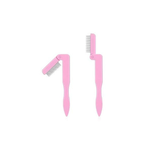 2 Pcs Folding Eyelash Comb Stainless Steel Metal Teeth Eyebrow Separator Tool Professional Lash and Brow Makeup Applicator Brush for Mascara Eyelashes Eyebrow(Pink)
