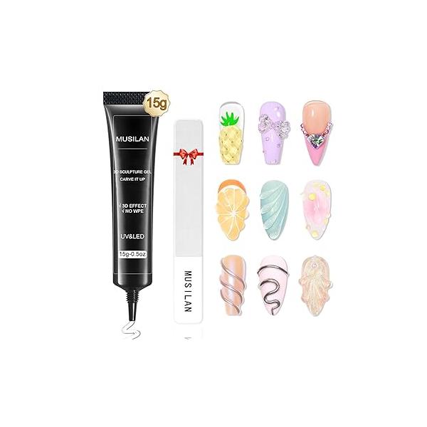 3D Nail Gel Sculpting Art Glue for Designs DIY Clear Builder Craving Molding Polish Painting Drawing Decoration Manicure