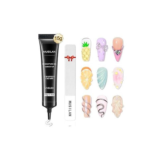 3D Nail Gel Sculpting Art Glue for Designs DIY Clear Builder Craving Molding Polish Painting Drawing Decoration Manicure