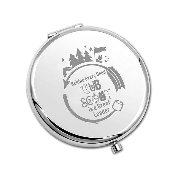 PLITI Cub Scout Compact Mirror Gift Behind Every Good is A Great Leader Pocket for Women (Cub CM)