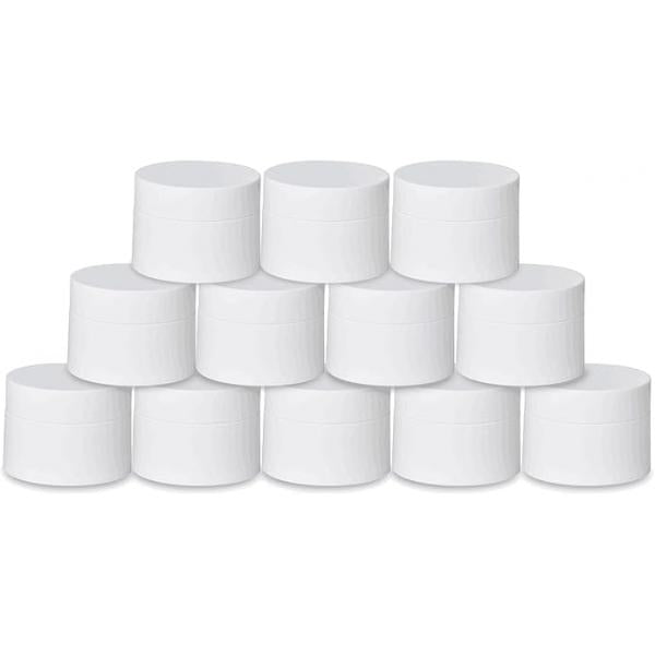 Plastic Containers Akamino White Lotion Jar with Inner Liners and Dome Lids for Make-up Cosmetic, Creams, Lotions, Refillable Travel Airtight Container Storage (1.25 Oz, 37 ML, 12 PCS, Pink)