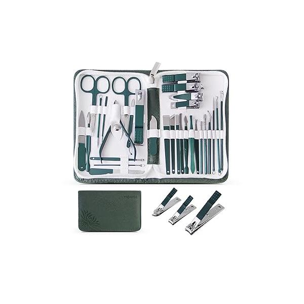 WOAMA Manicure Set Pedicure Kit - 30 in 1 Nail Professional Stainless Steel Care for Women Pink