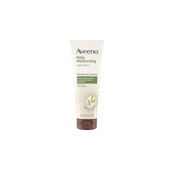 Aveeno Daily Moisturizing Body Scrub, Exfoliating Wash for Smoother, Healthier Looking Skin, Soothing Prebiotic Oat Formula, Sulfate-Free, Soap-Free & Dye-Free, 8 oz