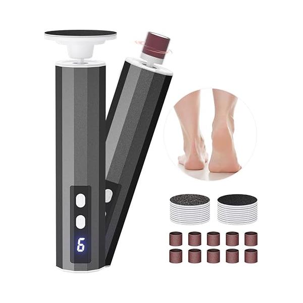 Electric Foot Callus Remover, Pedicure Tools for Feet, File Nail Grinder with 9 Adjustable Speeds, Cordless Rechargeable Sander Replace Sandpaper Dics Dead Skin, Callus, Rose Gold