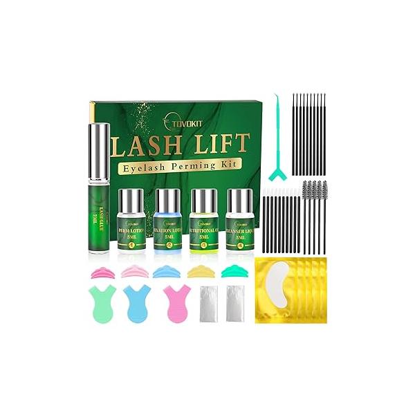 Lash Lift Kit, Eyelash Perm Professional Kit and Black Eyebrows & Eyelashes Color Easy for Beginner at Home