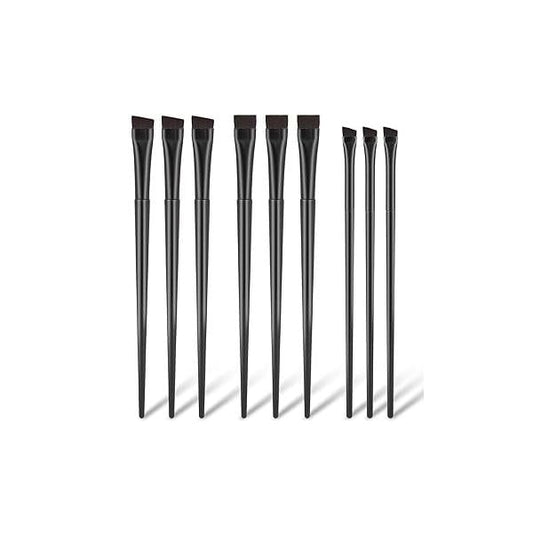 9 Pcs Angled Eyeliner and Eyebrow Brush Set - Flat Tint, Fine Slanted Applicator, Ultra Thin Makeup for Eyeshadow
