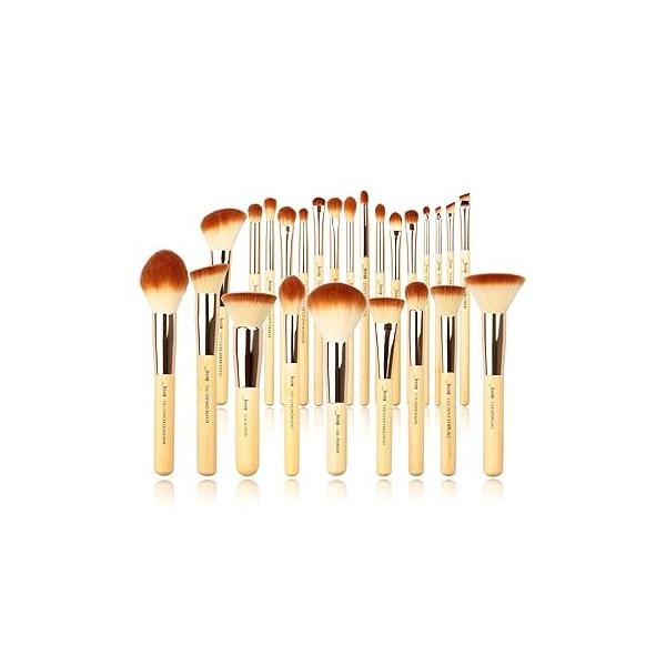 Jessup Eye Makeup Brushes Set, Premium Synthetic Eyeshadow Blending Concealer Eyebrow Eyeliner Brush, 15pcs Labeled Bamboo Make Up T137