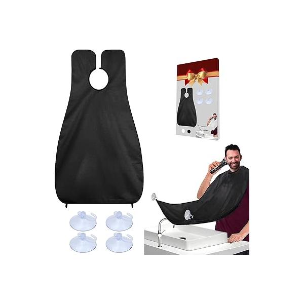 Beard Bib Apron, Catcher for Men Shaving & Trimming, Non-Stick Hair with 4 Suction Cups