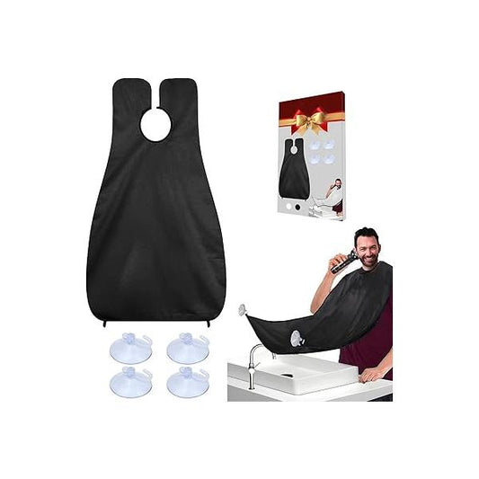 Beard Bib Apron, Catcher for Men Shaving & Trimming, Non-Stick Hair with 4 Suction Cups
