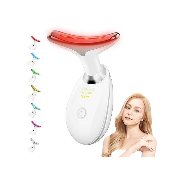 Face and Neck Massager,7 Color LED Facial Massager for Skin Care,Light Therapy Face, Multifunctional Beauty Tools